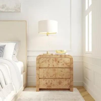 Logan 3-Drawer Curved Chest - Light Burl - Brown