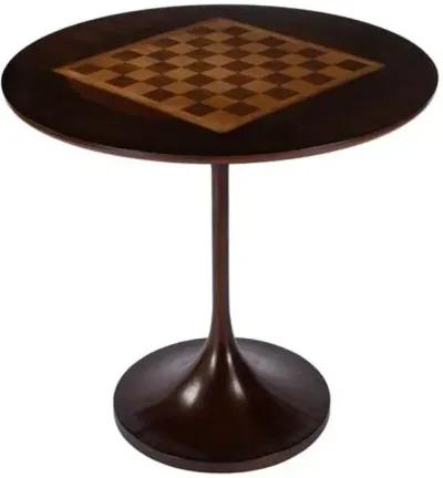 Julia 30" Round Pedestal Game Table - Cherry - Brown