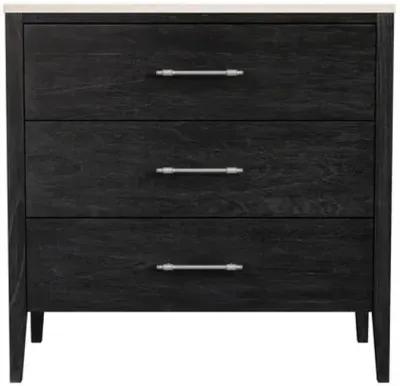 Ethan 3-Drawer Marble Top Chest - Black