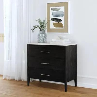 Ethan 3-Drawer Marble Top Chest - Black