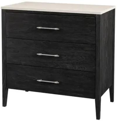 Ethan 3-Drawer Marble Top Chest - Black