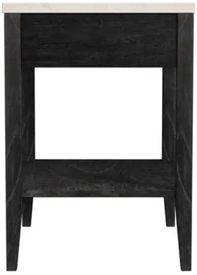 Ethan 1-Drawer Wood and Marble Nightstand