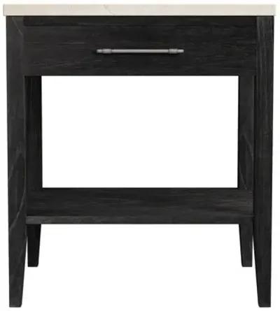 Ethan 1-Drawer Wood and Marble Nightstand