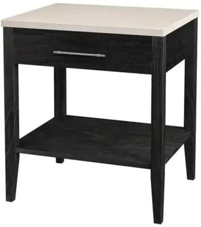 Ethan 1-Drawer Wood and Marble Nightstand