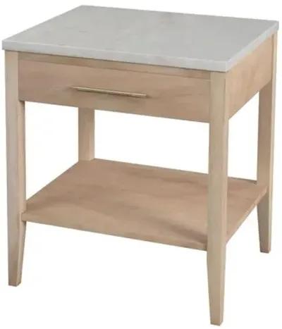 Ethan 1-Drawer Wood and Marble Nightstand