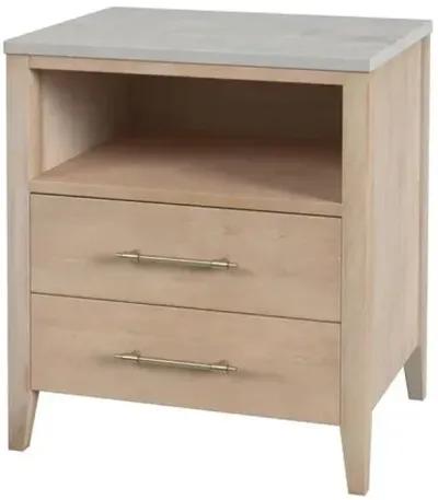 Ethan 2-Drawer Wood and Marble Nightstand