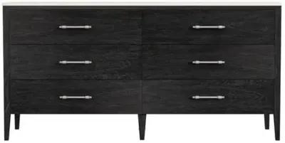 Ethan 6-Drawer Marble Top Dresser - Black