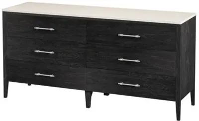 Ethan 6-Drawer Marble Top Dresser - Black