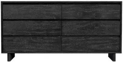 Jade Wood Panel 6-Drawer Dresser - Black