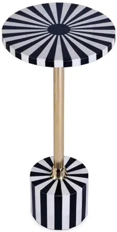 Amelia Bone Inlay Round Side Table - Handcrafted - Black