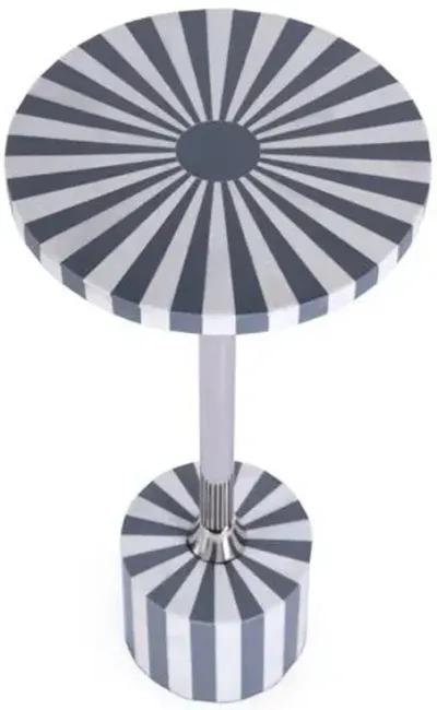 Amelia Bone Inlay Round Side Table - Handcrafted - Gray