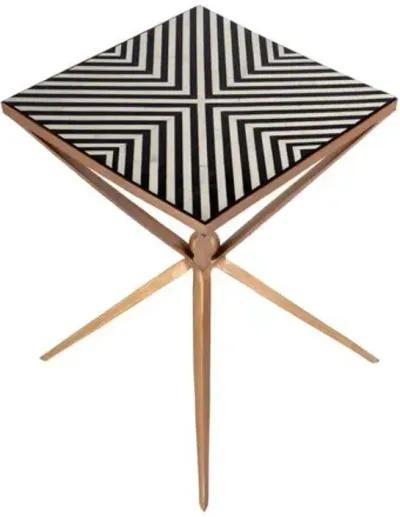 Hunter Bone Inlay Side Table - Black/White/Gold