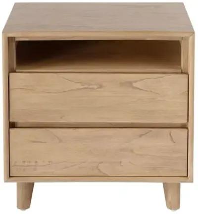 Jade Wood Panel 2-Drawer Nightstand - Blonde Oak