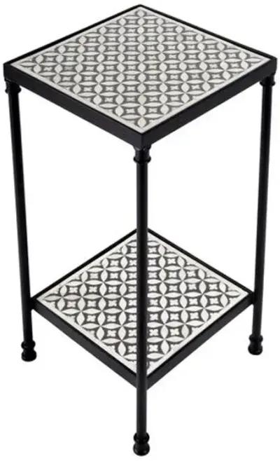 Harrison Resin/Bone Inlay Side Table - Gray