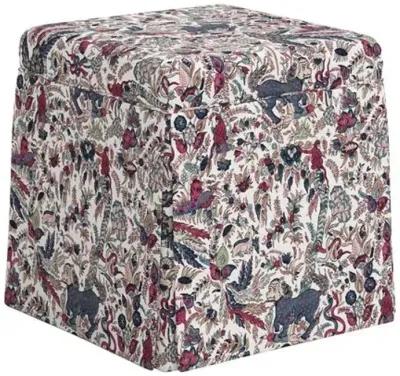 Anne Skirted Storage Ottoman - Bali Lion - Purple