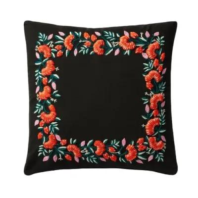 Abstract Floral Border Pillow - Black - Rifle Paper Co. x Loloi