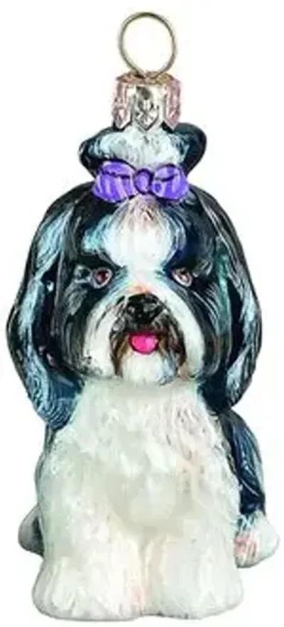 Lily Shih Tzu Ornament - Black/White - Handcrafted