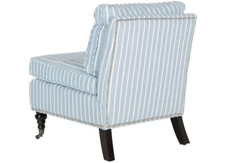 Davis Slipper Chair - Blue/White Linen