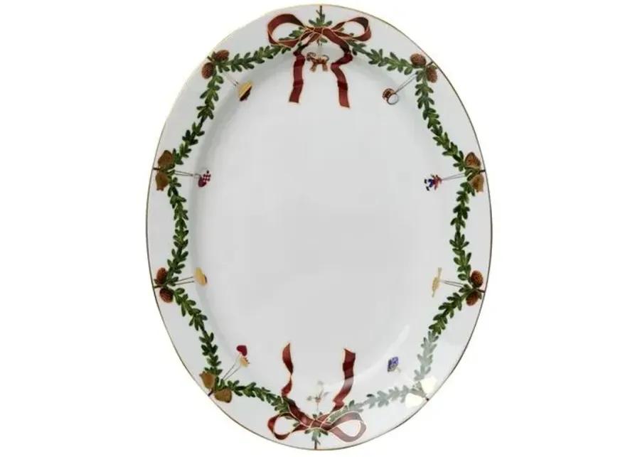 Star Fluted Oval Platter - Large - Royal Copenhagen - Handcrafted - White