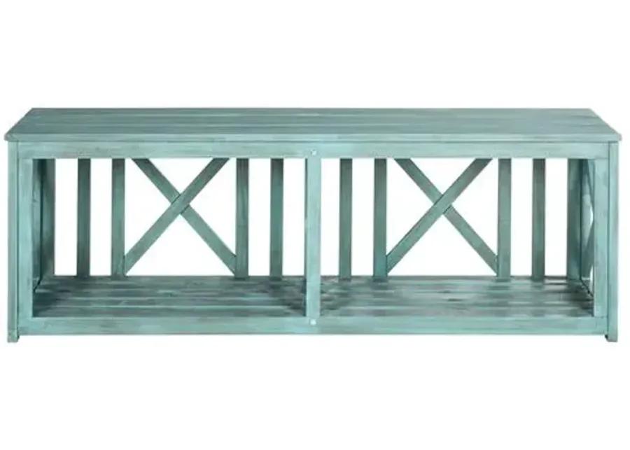 Brewer Outdoor Bench - Aqua - Blue