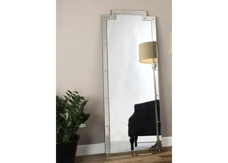 Lynda Beveled Floor Mirror - Mirrored - Gray