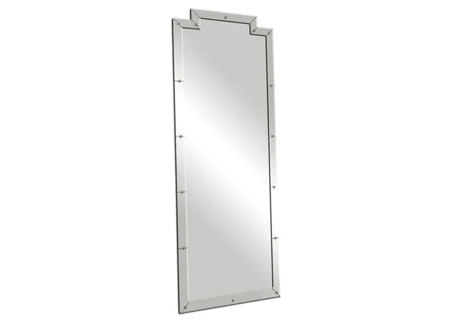 Lynda Beveled Floor Mirror - Mirrored - Gray