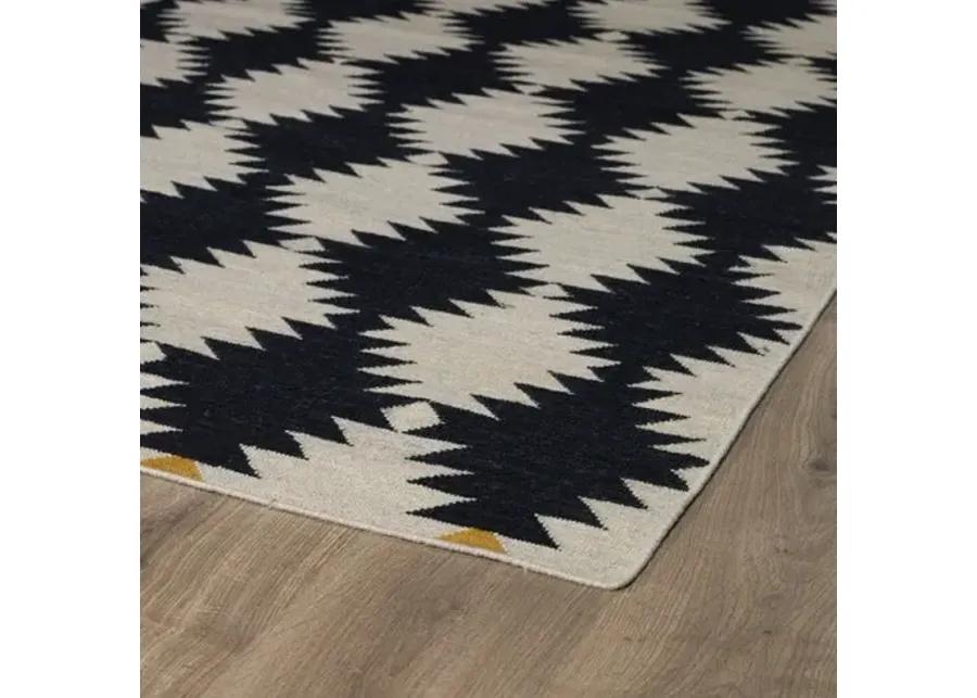 Elsa Flat-Weave Rug - Black - Black