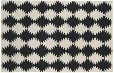 Elsa Flat-Weave Rug - Black - Black