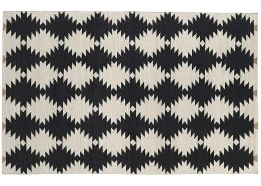 Elsa Flat-Weave Rug - Black - Black