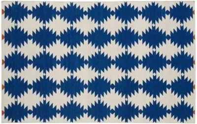 Elsa Flat-Weave Rug - Navy/Beige - Blue - Blue