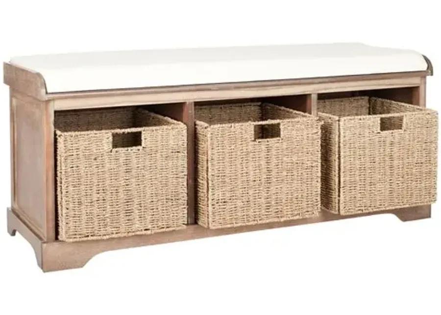 Loren 47"W Storage Bench - Natural/Ivory - Beige