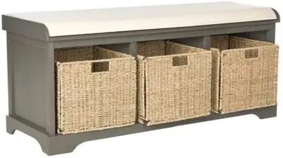 Loren 47"W Storage Bench - Gray/Ivory