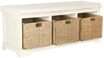 Loren 47"W Storage Bench - White