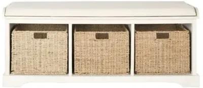 Loren 47"W Storage Bench - White