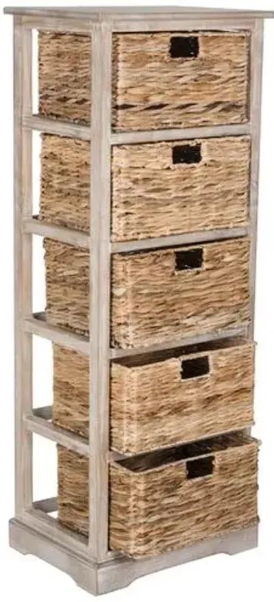 Everly 5-Basket Storage Chest - Whitewash - Ivory