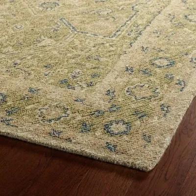 Audaz Medallion Wool Rug - Green - Green