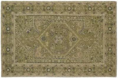 Audaz Medallion Wool Rug - Green - Green