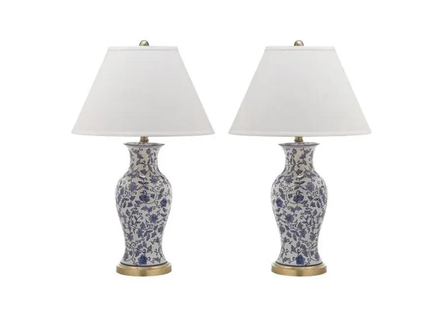 Beijing Floral Lamp Set - White/Blue