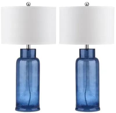 Set of 2 Clara Table Lamp Set - Blue/Silver