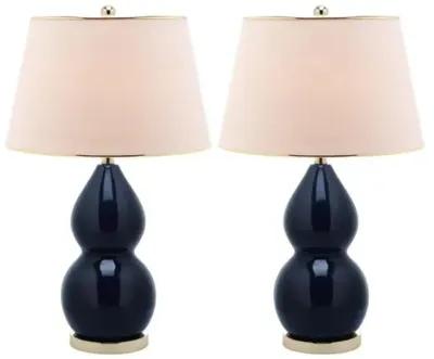 Set of 2 Mia Double-Gourd Lamp Set - Navy