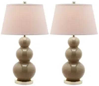 Pamela Gourd Table Lamp Set - Beige