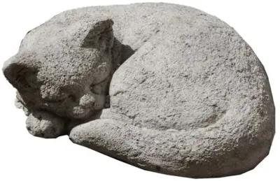 9" Curled Cat Outdoor Statue - Graystone - Campania International