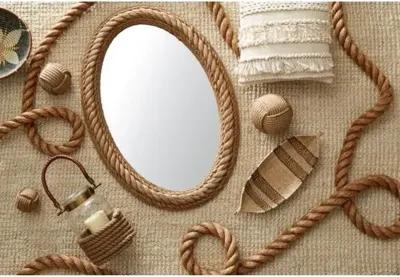 Rayna Rope Oval Wall Mirror - Natural