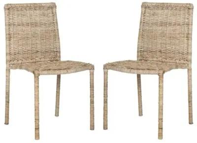 Set of 2 Marley Rattan Side Chairs - Whitewash - Beige