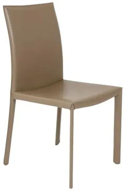 Set of 2 Callen Side Chairs - Taupe Faux Leather - Brown