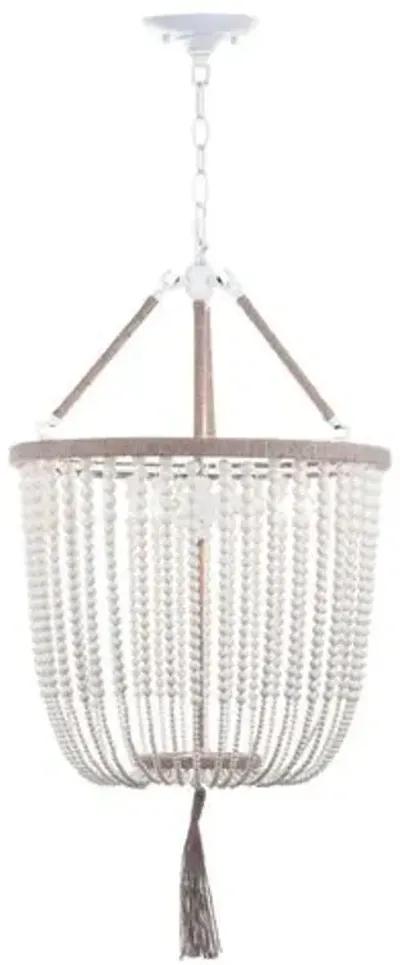 Mila Beaded 3-Light Pendant - Cream - Handcrafted - White