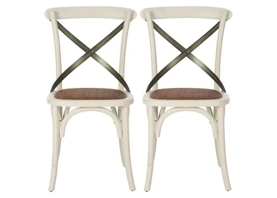 Set of 2 Bonnie Side Chairs - White/Black - Beige