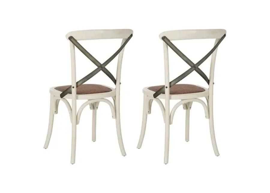 Set of 2 Bonnie Side Chairs - White/Black - Beige