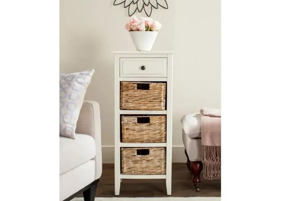 Michaela Side Table - Distressed White - Ivory