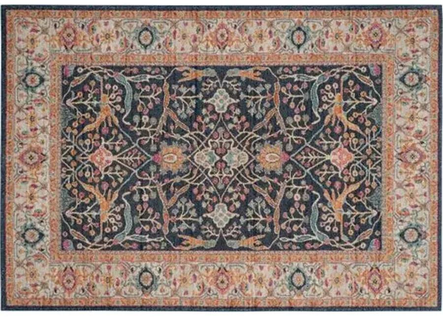 Emily Rug - Navy/Orange - Blue - Blue